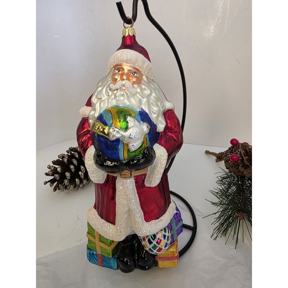 Christopher Radko Season of Peace Santa 98-198-0 9" Glass Christmas Ornament